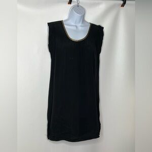 Naf Naf women’s Black gold viscose shift dress button hem sz 36 US 8 nwt
